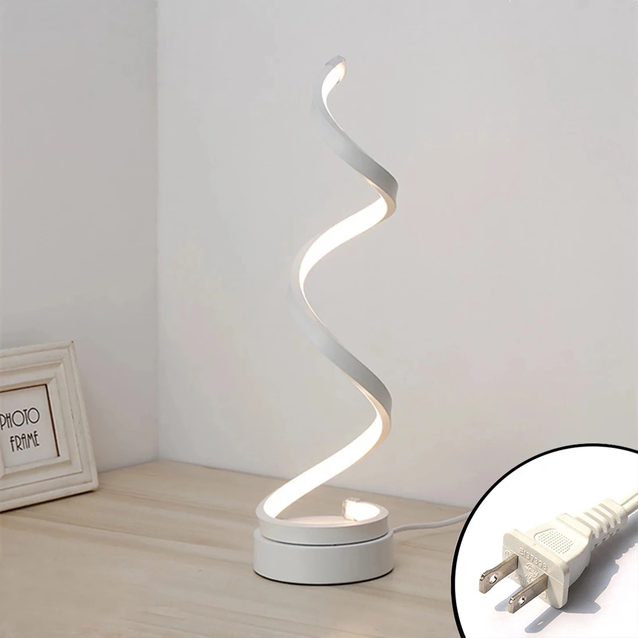 Modern Table Lamp, Spiral LED Light Suitable for Bedrooms and Living Rooms Dimensions: 16Cm (L) X 13Cm (W) X 33Cm (H)