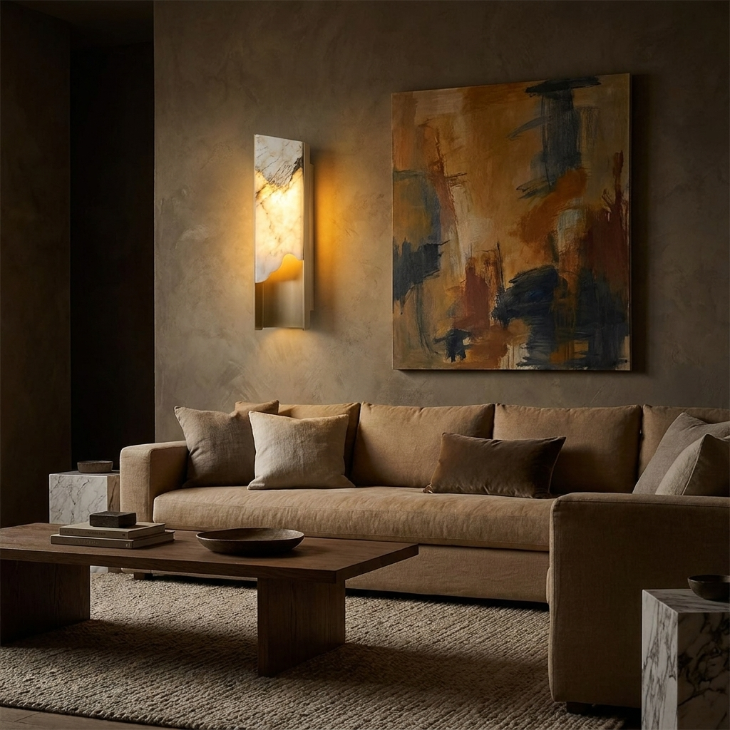 Nordic marble wall lamp in a premium living room