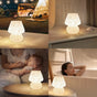 Mushroom Table Lamps Set of 2, Dimmable Glass Bedside Lamp, Cute Small Nightstand Lamp for Living Room, Bedroom, Home Decor, 7.1'' H, White