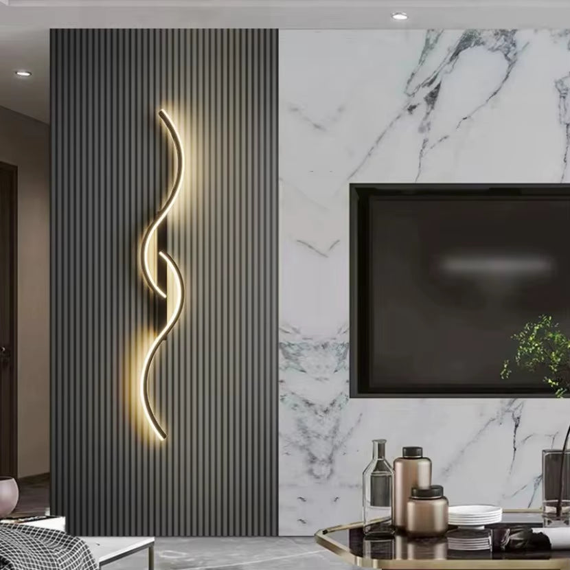 Long Strip LED Wall Lamp Modern Remote Control Dimming Living Roomdecor Wall Lamp Background Bedroom Bedside Home LED Lighting