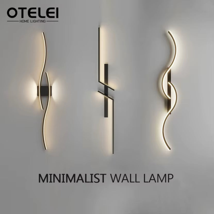 Long Strip LED Wall Lamp Modern Remote Control Dimming Living Roomdecor Wall Lamp Background Bedroom Bedside Home LED Lighting