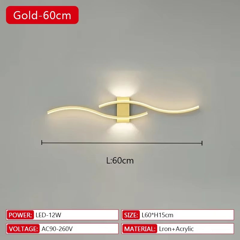 Long Strip LED Wall Lamp Modern Remote Control Dimming Living Roomdecor Wall Lamp Background Bedroom Bedside Home LED Lighting