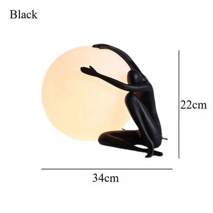 Nordic Art Floor Lamp Abstract Humanoid Holding Ball Vertical Light for Living Room Bedroom Creative Sculpture Decor Desk Lamps