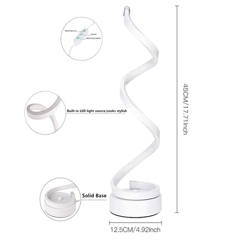 Modern Table Lamp, Spiral LED Light Suitable for Bedrooms and Living Rooms Dimensions: 16Cm (L) X 13Cm (W) X 33Cm (H)