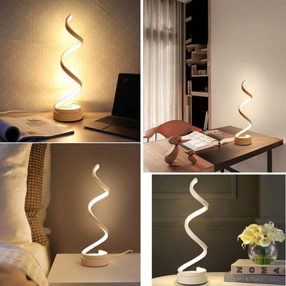 Modern Table Lamp, Spiral LED Light Suitable for Bedrooms and Living Rooms Dimensions: 16Cm (L) X 13Cm (W) X 33Cm (H)